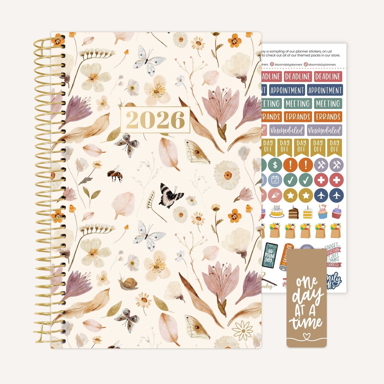 bloom daily planners 2026 Soft Cover Weekly & Monthly Planner, 5.5" x 8.25", Butterfly Garden